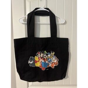 Walt Disney Mickey Mouse Winnie The Pooh Friends Black Tote Bag 20.5x15.5 Rare